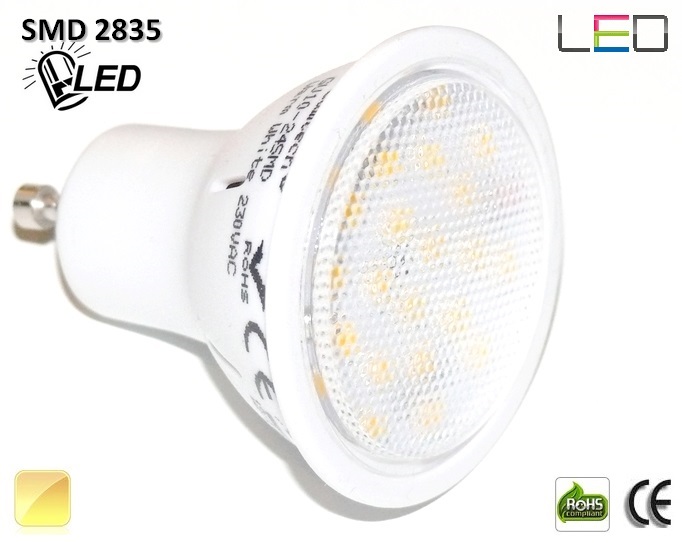 Ampoule LED GU10 24 LED SMD 2835 140° Blanc chaud 230v